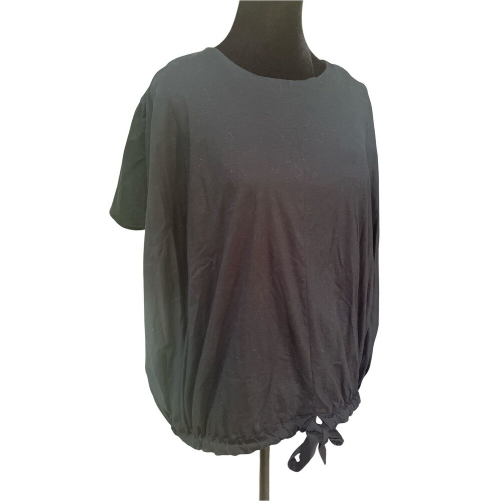 COS Black Boxy Drawstring Waist Top Size XS Minimalist Laggenlook Short Sleeve